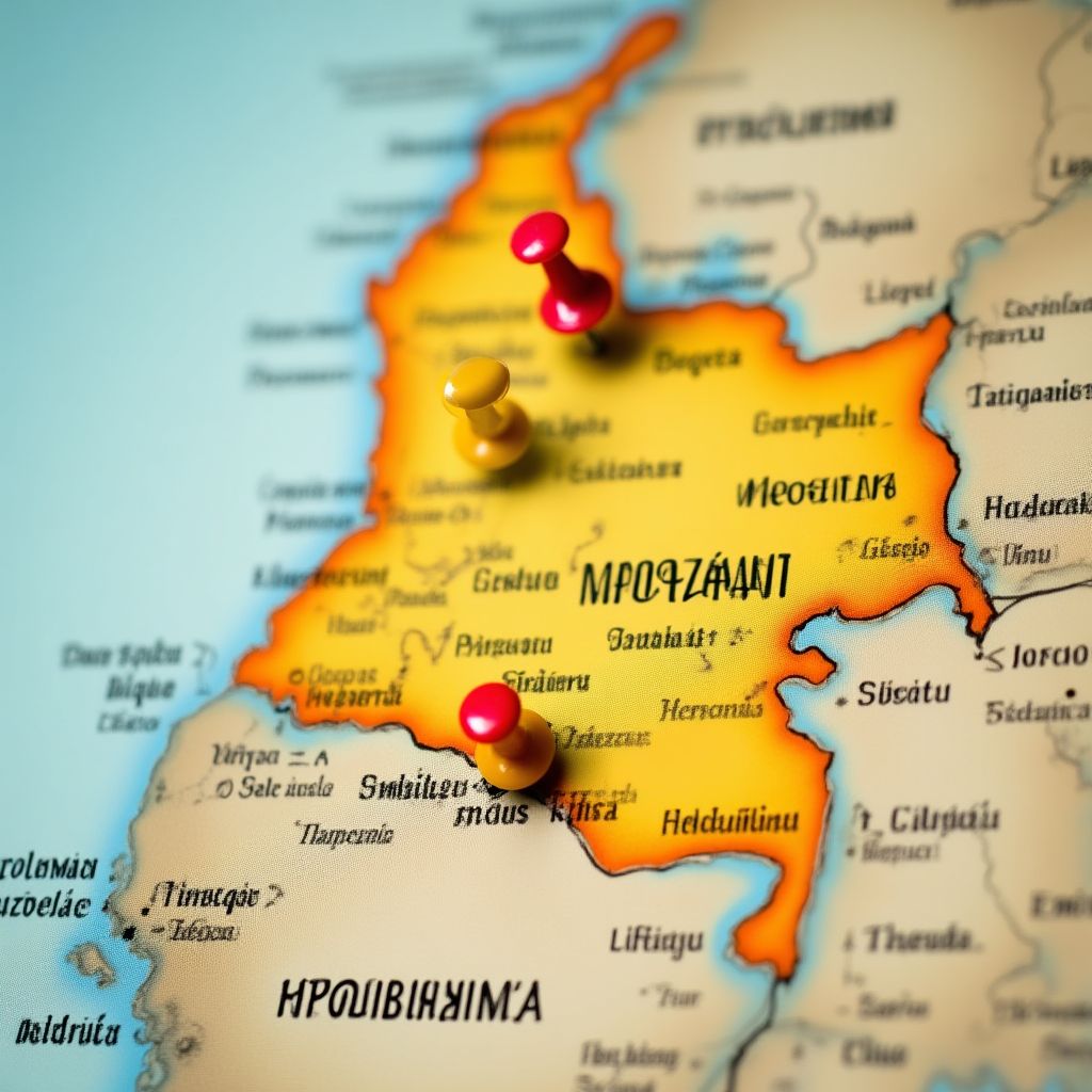 Mapa de Colombia con pines en varias ciudades