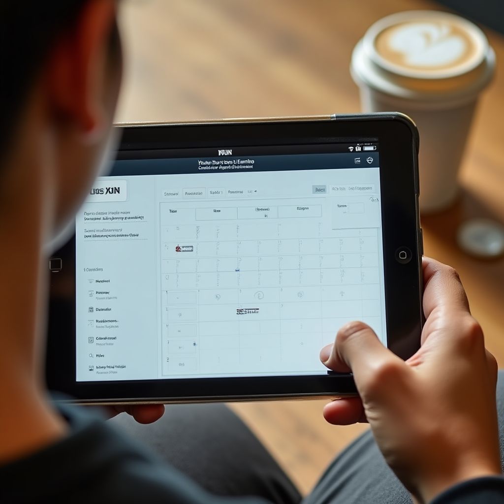 Persona usando un calendario digital para planificar sus clases